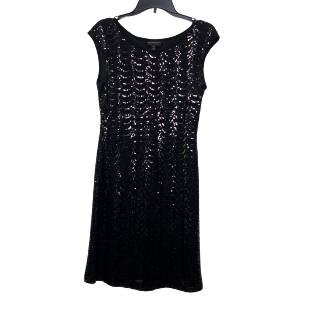 Connected Apparel Black Sequins Cocktail Dress